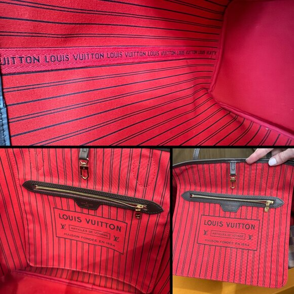 2024 Louis Vuitton Neverfull GM Damier Ebene Tote Bag w/ Cherry Red Interior - Picture 9 of 14